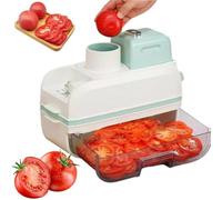 Tagliaverdure Elettrico, Robot da Cucina Multifunzione da 100 W con 4 Lame e Scivolo da 8,5 cm, per Tagliare a Dadini, Affettare, Sminuzzare per la Mensa Domestica