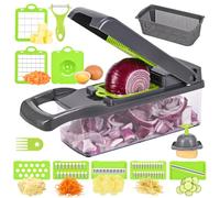 Tagliaverdure multifunzione 16 in 1, mandolina per verdure professionale, affettaverdure manuale con 7 lame regolabili, affettaverdure da cucina professionale per tagliare verdure, cipolle, patate