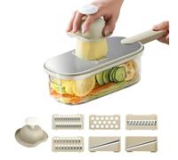 Tagliaverdure multifunzione 6-in-1 - Mandolino, affettatrice per cetrioli, affettatrice per patate e cipolle, grattugia - Compatto, Grigio