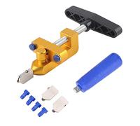 Tagliavetro Manuale Multifunzione Portatile Monopezzo con 2 Testine di Ricambio da 3 a 15 mm per Vetro e Piastrelle Apribordi con Taglio Angolare a 45°