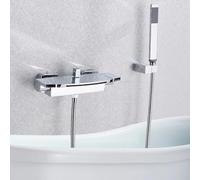 Taglie da doccia da bagno a cascata Mixer Tap Tap Atbero da bagno Montato Moderno rubinetti da bagno a doppio manico in ottone, rubinetto della vasca da bagno, con manuale e tubo doccia da 1,5 m,