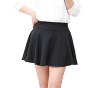 Taglie Forti Donna Svasata Mini Gonna da Vita Alta Versatile Elastica Gonna Nero 2XL