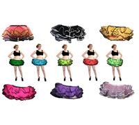 Taglie Forti Neon UV Rosa Nero Rosso Bordo Volant Gonna Tutù Halloween Rave