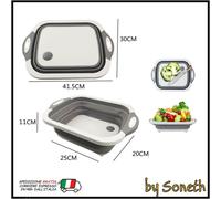 TAGLIERE CESTELLO RECIPIENTE PIEGHEVOLE MULTIFUNZIONE 3 IN 1 PER FRUTTA VERDURA