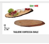 TAGLIERE CM 20 x 60 LEGNO CORTECCIA OVALE SERVI SALUMI FORMAGGI CROSTINI