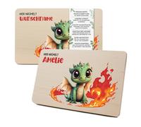 Tagliere colazione in legno portapane personalizzato con nome RV007-15 Drago