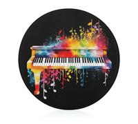 Tagliere colorato per pianoforte, note musicali, rotondo, in vetro temperato, unico tagliere da cucina per pizza, verdura, frutta, formaggio e salumi