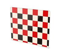 Tagliere da banco antiscivolo sopra il bancone taglieri decorazione cucina motivo a scacchi rosso e bianco