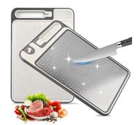 Tagliere da cucina a doppio lato, in acciaio inossidabile 304 e paglia di grano per uso alimentare per separare carne e verdure, lavabile in lavastoviglie