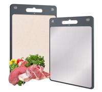 Tagliere da Cucina Bifacciale, Tagliere in Acciaio Inox 304 e in Paglia di Grano, Antiscivolo, con Fori Appesi, Crudo o Cotto da Tagliare Separatamente