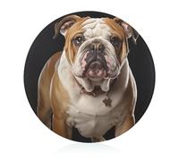 Tagliere da cucina con bulldog inglese, mini tagliere rotondo in vetro temperato per picnic, tagliare pizza, carne, frutta (20 cm)