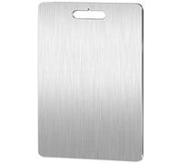 Tagliere da cucina in acciaio inox con comoda maniglia per un facile trasporto (30 x 46)