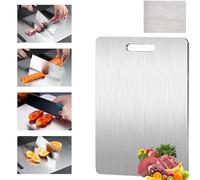 Tagliere in Titanio, Tagliere In Acciaio Inox 316 per Cucina con Cuscinetto in Silicone Antiscivolo,Doppio Lato Tagliere in Titanio per carne, pane, verdura, frutta, prodotti senza BPA (34x23cm)