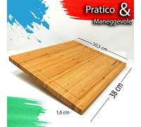 Tagliere da Cucina Legno - Tagliere Bamboo Massiccio con scanalatura grande