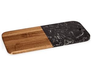 Tagliere DAM DM78375C00M2 - legno di acacia e marmo nero, design resistente, 38x18x1,5 cm