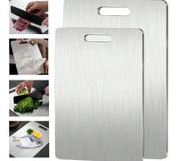 Tagliere d'argento alla moda in acciaio inossidabile, tagliere da cucina in argento, utilizzabile su entrambi i lati, adatto per carne cruda, pollame, pesce, anti-odore, anti-macchia, anti-ruggine, de