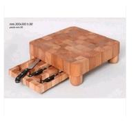 Tagliere dello Chef in Legno di Faggio con Porta Coltelli 30x30cm H5cm