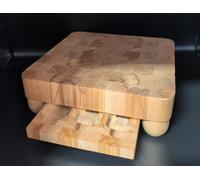 Tagliere dello Chef in Legno di Faggio con Porta Coltelli 30x30cm H5cm