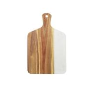 Tagliere di Marmo di Legno, Tavolo da Servizio Per Bistecca Frutta Con Maniglia, Pane, Formaggio,Adatto Per Cucina,Ristoranti (bianco, 38 * 25cm-1 pezzi)