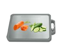 Tagliere double face, 40 x 30 x 2 cm, in acciaio e polipropilene, antiscivolo, con pratico manico, lavabile in lavastoviglie per carne, verdure