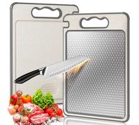 Tagliere double face, flessibile, doppio lato con scanalature, tagliere in acciaio inox per la cucina, tagliere in titanio per carne, pane, verdura e frutta