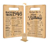 Tagliere double-face per 80° compleanno per donne e uomini, Back in 1946 e ricetta per un buon compleanno, regalo per lei e per lui, idee regalo per 80° compleanno, regali fantastici per donna di 80