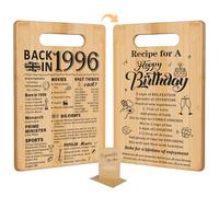 Tagliere double face per il 30° compleanno per donne e uomini, Back in 1996 e ricetta per un buon compleanno, regalo per lei e per lui, idee regalo per 30° compleanno, regali fantastici per una donna
