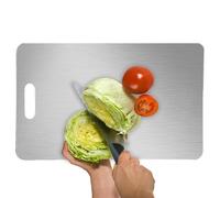 Tagliere double face, per piano di lavoro, reversibile, in acciaio inox, per cubetti, pesce, carne, verdure, cibi crudi e cotti