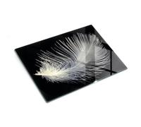 Tagliere e piastra di protezione in vetro 40x30 cm Piuma Bianca | Ripiano | Supporto | Base | Vassoio | Paraspruzzi | Struttura | Copertura | Salvatavola | Elemento | Aiuto
