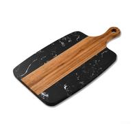 Tagliere e vassoio per formaggi in marmo e legno, doppio uso, 2 in 1, per piatti di carne e formaggio (B)