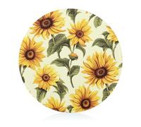 Tagliere estivo con girasole per cucina, mini tagliere rotondo in vetro temperato, per picnic, pizza, carne, frutta (20 cm)