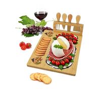 Tagliere Formaggi con Coltelli- Tagliere per Aperitivo Personalizzato con 4 Coltelli, Regalo di Vassoio Aperitivoin Bambù per Casa Nuova, Chef, Natale, Matrimoni, Compleanni, Anniversari