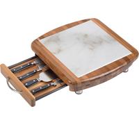 Tagliere Formaggio 36x36x10,5cm con Coltelli in Legno e Marmo Alexander Apollo
