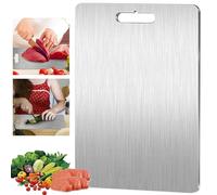 Tagliere in acciaio inossidabile double-face in titanio per uso alimentare per carne, formaggio, verdura e frutta 2024, design da appendere, di grandi dimensioni (60 x 40 cm)