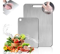 Tagliere in Acciaio Inox, 2Pcs Titanium Cutting Board, Tagliere in Titanio, Tagli-ere in Titanio Multifunzione, Spianatoia Acciaio Inox, Adatto Anche Come Taglierina per Pasta, da Forno, da Cucina
