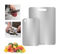 Tagliere in Acciaio Inox e Titanio, Acciaio Inossidabile 304 Alimentare, per Carne, Formaggio, Verdure - Utensili da Cucina (B)