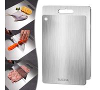 Tagliere in acciaio inox, tagliere in acciaio inossidabile 304 di prima classe 2024, adatto per carne, frutta e verdura, facile da pulire e privo di impurità (39 x 28 cm) (29 x 20 cm)