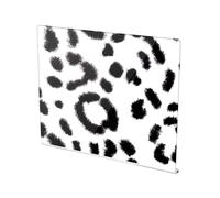 Tagliere in acrilico nero e bianco leopardato con bordo contatore, tagliere per formaggio, 41,9 x 34 cm