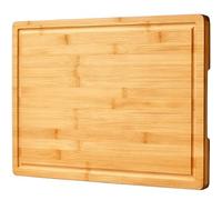 Tagliere in bambù per cucina, 45,7 cm, grande tagliere in legno per salumi, tagliere in legno con manici laterali e scanalature per succhi