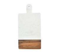 Tagliere in legno di acacia e marmo nero, 16,8 x 33,5 cm, con foro per appenderlo, tagliere naturale per formaggio, pane, carne, bianco, 17 x 33,6 cm