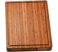 Tagliere in legno di bambù per cucina, tagliere per formaggio, blocco da macellaio, spessore 3 cm, con manici laterali nascosti e scanalature per il succo