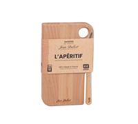 Tagliere in legno di faggio e coltello in acciaio inox 24x16 cm