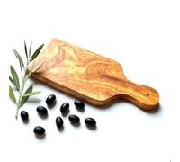 Tagliere in legno di ulivo naturale con manico - tavola artigianale Servire e tagliare verdure carne formaggio pane - servizio cucina e tavolo - 30 cm