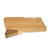 Tagliere in legno 'picnic' - Tagliere per la colazione sostenibile in bambù con coltello integrato - Idea regalo personalizzata per uomini, donne, nonno e bambini (non personalizzato)