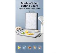Tagliere in plastica a due lati adatto ai bambini, per tagliare alimenti e cucina con materiali sicuri (Gra)