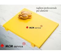 MCM-Service-Srl Tagliere in polietilene Professionale Giallo 50x30x2 con Fermi Made in Italy