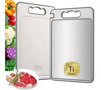 Tagliere in titanio, 1 pezzo, double face, con scanalature e manici antiscivolo, tagliere professionale, lavabile in lavastoviglie, dimensioni 36 x 25 cm