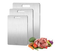 Tagliere in titanio, 3 pezzi, in acciaio inox, per cucina, all'aperto, campeggio, escursioni, 29 x 20 cm, 34 x 23 cm e 39 x 28 cm