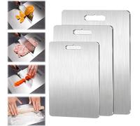 Tagliere in titanio a doppia scanalatura laterale, tagliere professionale per carne, verdure, pesce, superficie antibatterica antiscivolo per cucina, campeggio, barbecue (set da 3)