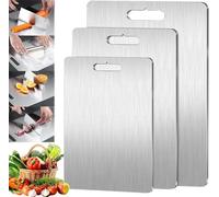 Tagliere In Titanio, Tagliere In Acciaio Inossidabile, 3 Misure Disponibili: 18x12 Pollici/14x10 Pollici/12x9 Pollici, Taglieri for uso Alimentare, Carne, Frutta, Verdura, Lavabili In Lavastoviglie(14